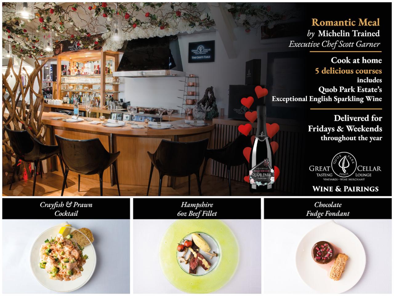 Wine & Pairings Valentine's 5 Course Tasting Menu Food Box delivered to your home