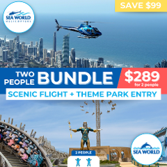Helicopter Flight & Sea World Theme Park Entry Bundle For 2 People