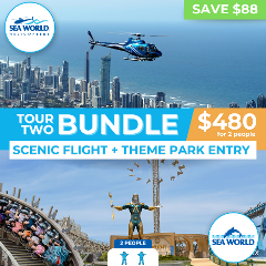 Tour 2 Helicopter Flight & Sea World Theme Park Entry Bundle 