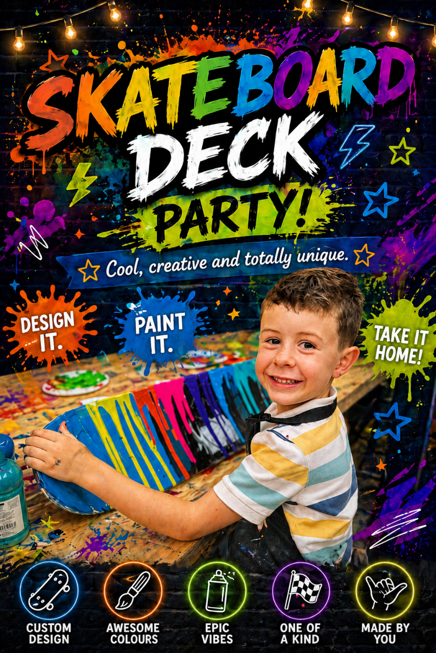 Paint their Own Skateboard Deck Kids Birthday Party