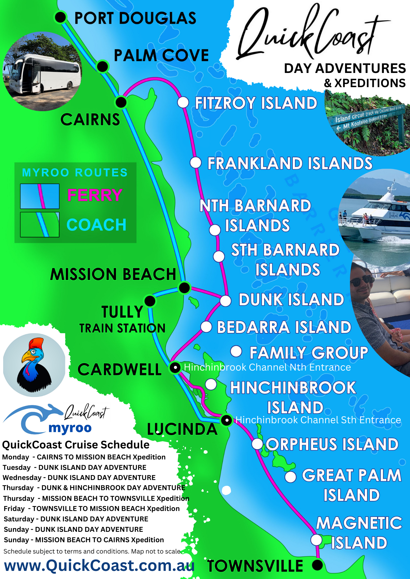 QuickCoast Xpeditions | Cairns to Townsville | Monday | 4 days Southbound Cruise Xpedition | One-Way | 08.30am