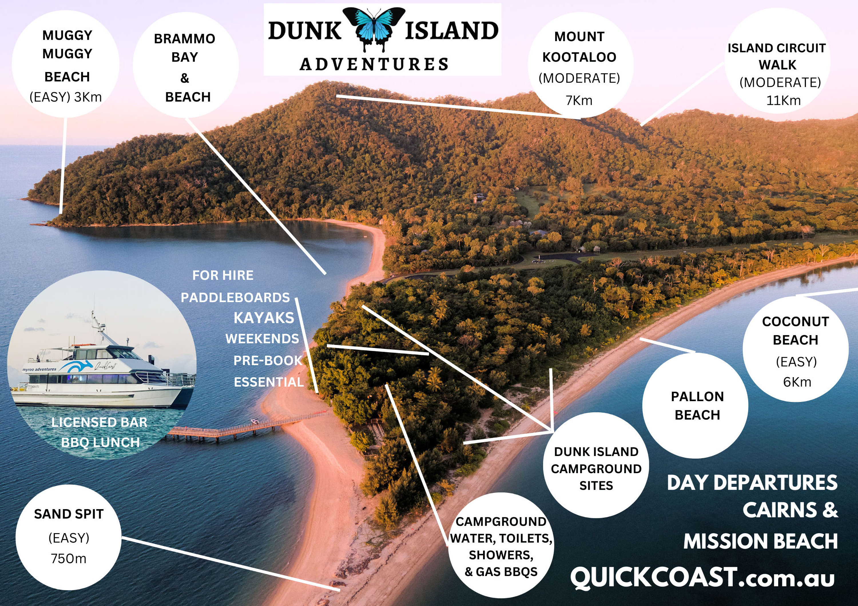 Dunk Island Adventures | Sunday After Markets Ferry-X | Mission Beach Day Return | 11.00am