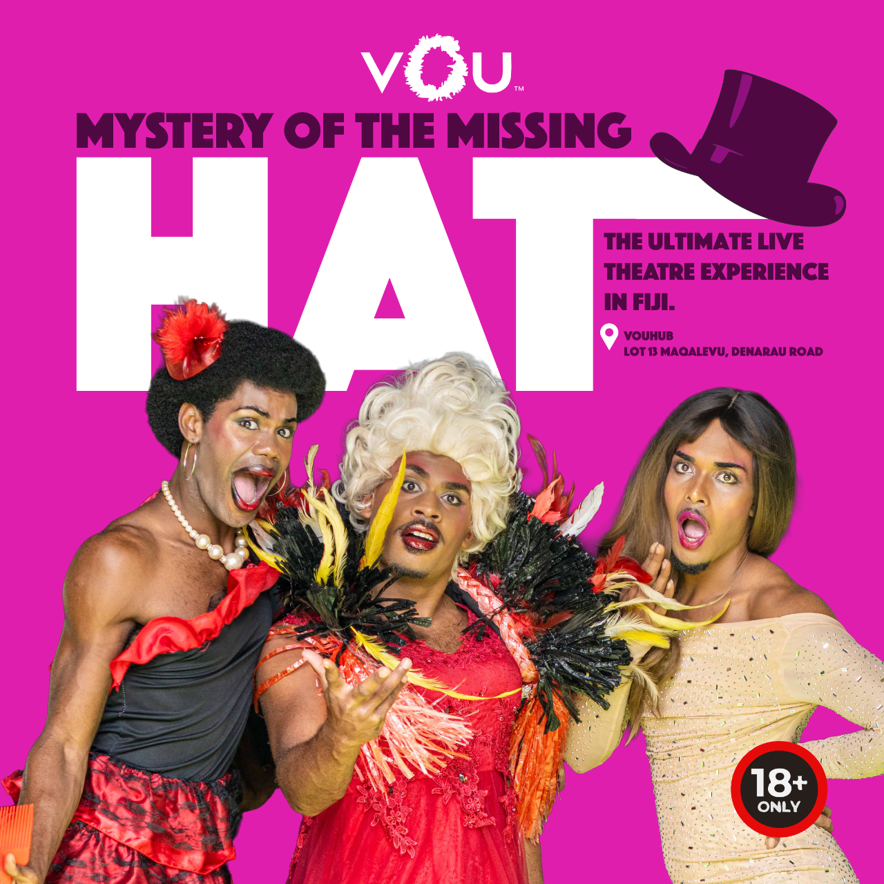 MYSTERY OF THE MISSING HAT: Live Comedy Drag Show! Dinner! Fridays!