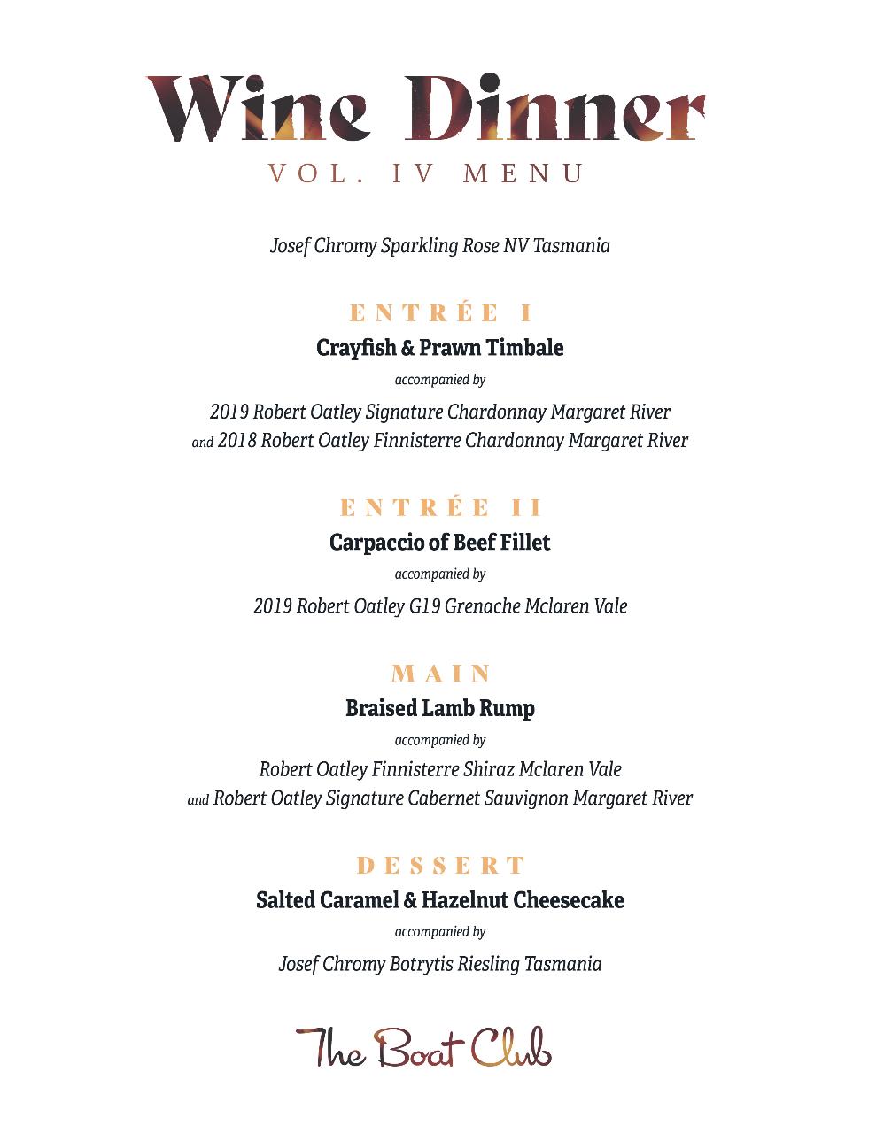 Wine Dinner - Boat Club Reservations