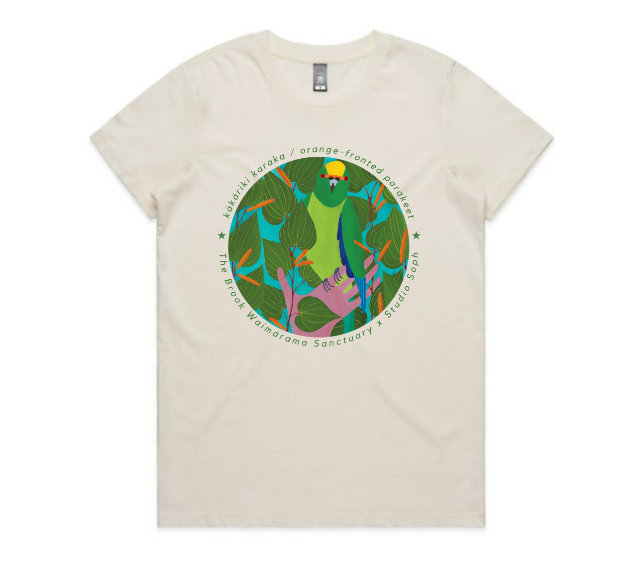 Kakariki t-shirt: circle design natural cream