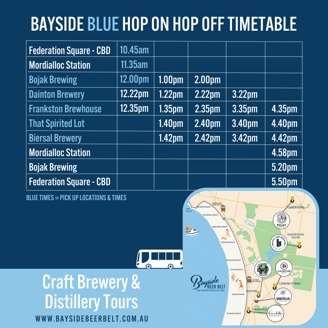 Bayside Blue Hop On Hop Off Brewery & Distillery Tour