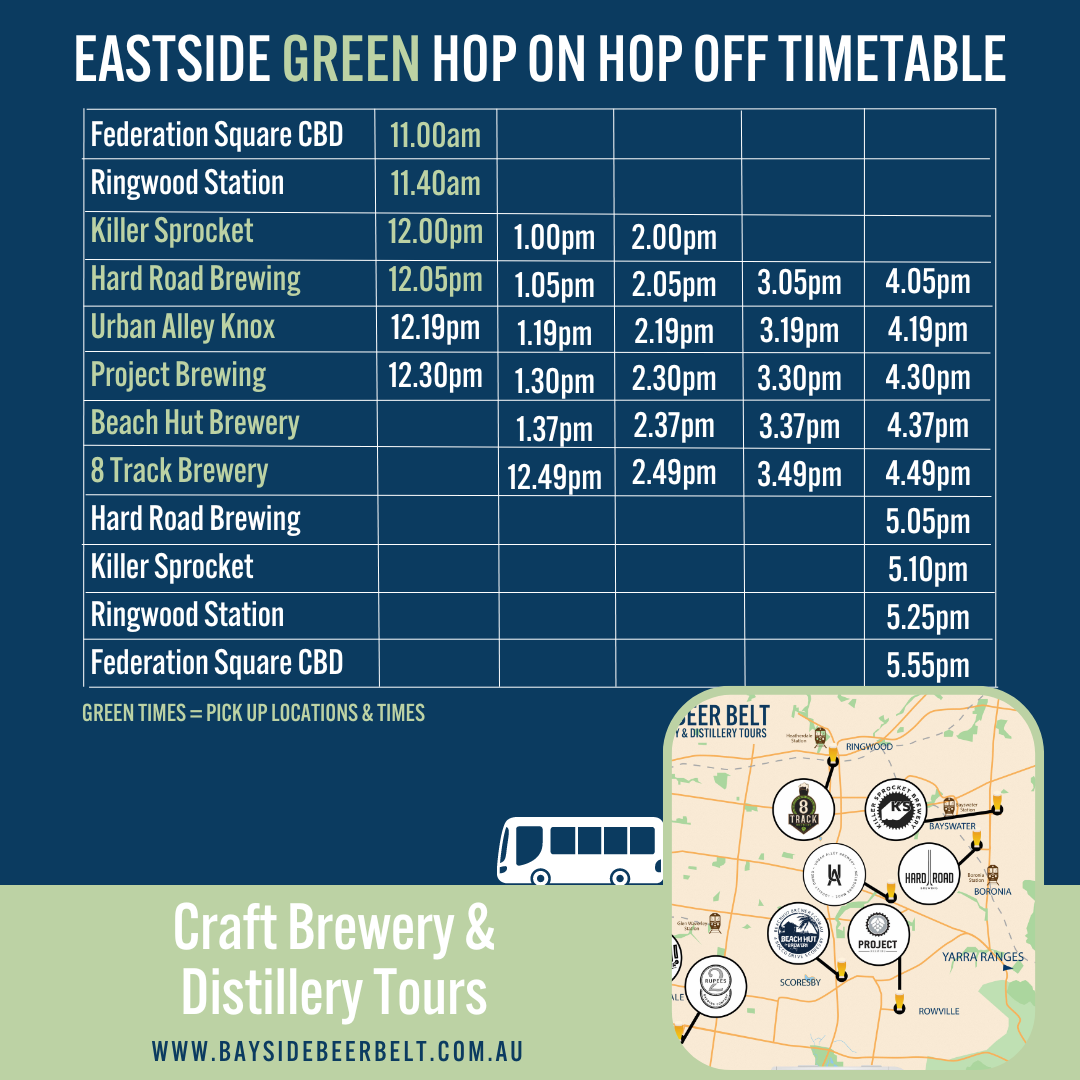 Eastside Green Hop On Hop Off Brewery & Distillery Tour