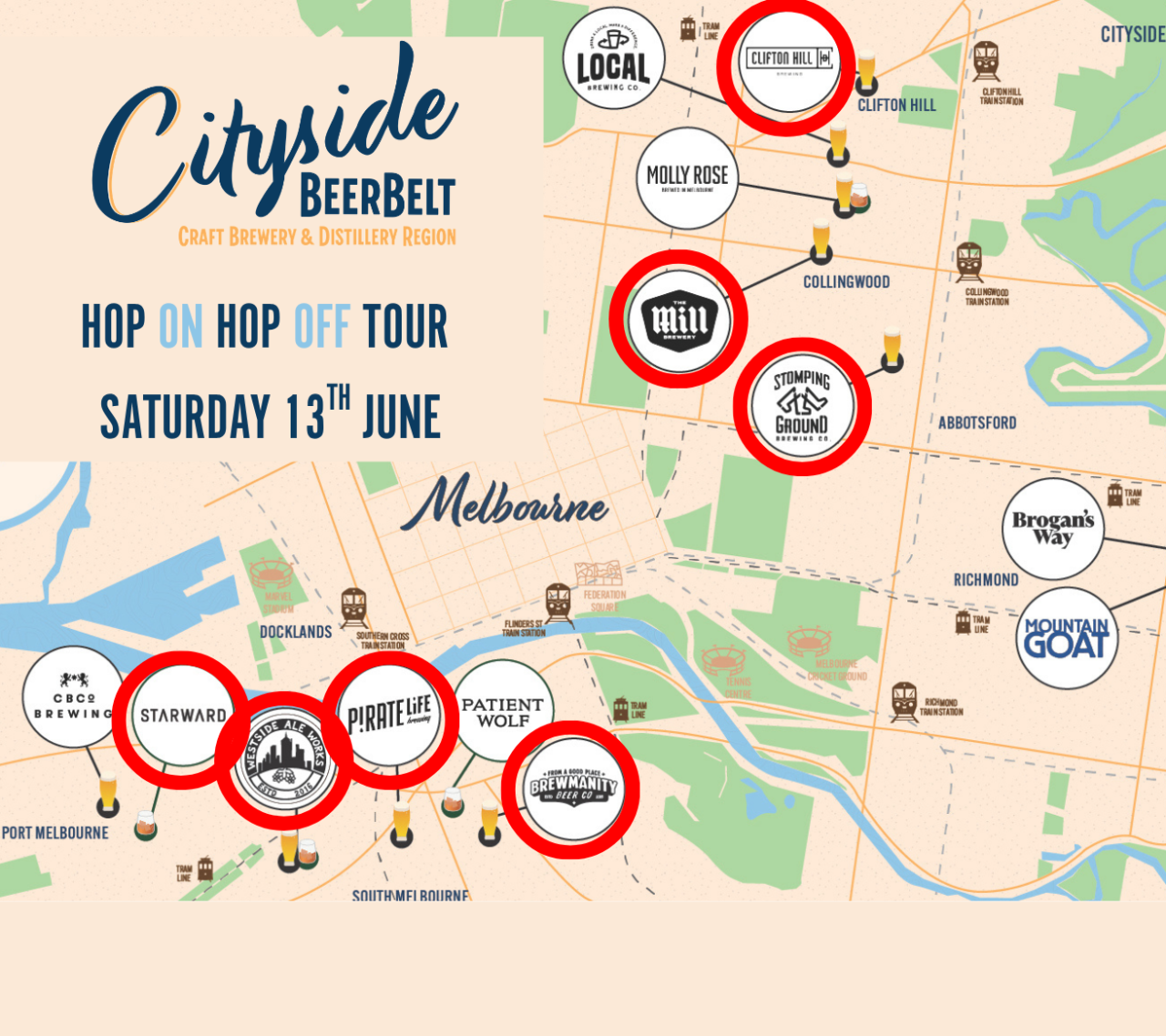 June 13 - Cityside Beer Belt Hop ON Hop OFF BREWERY Tour