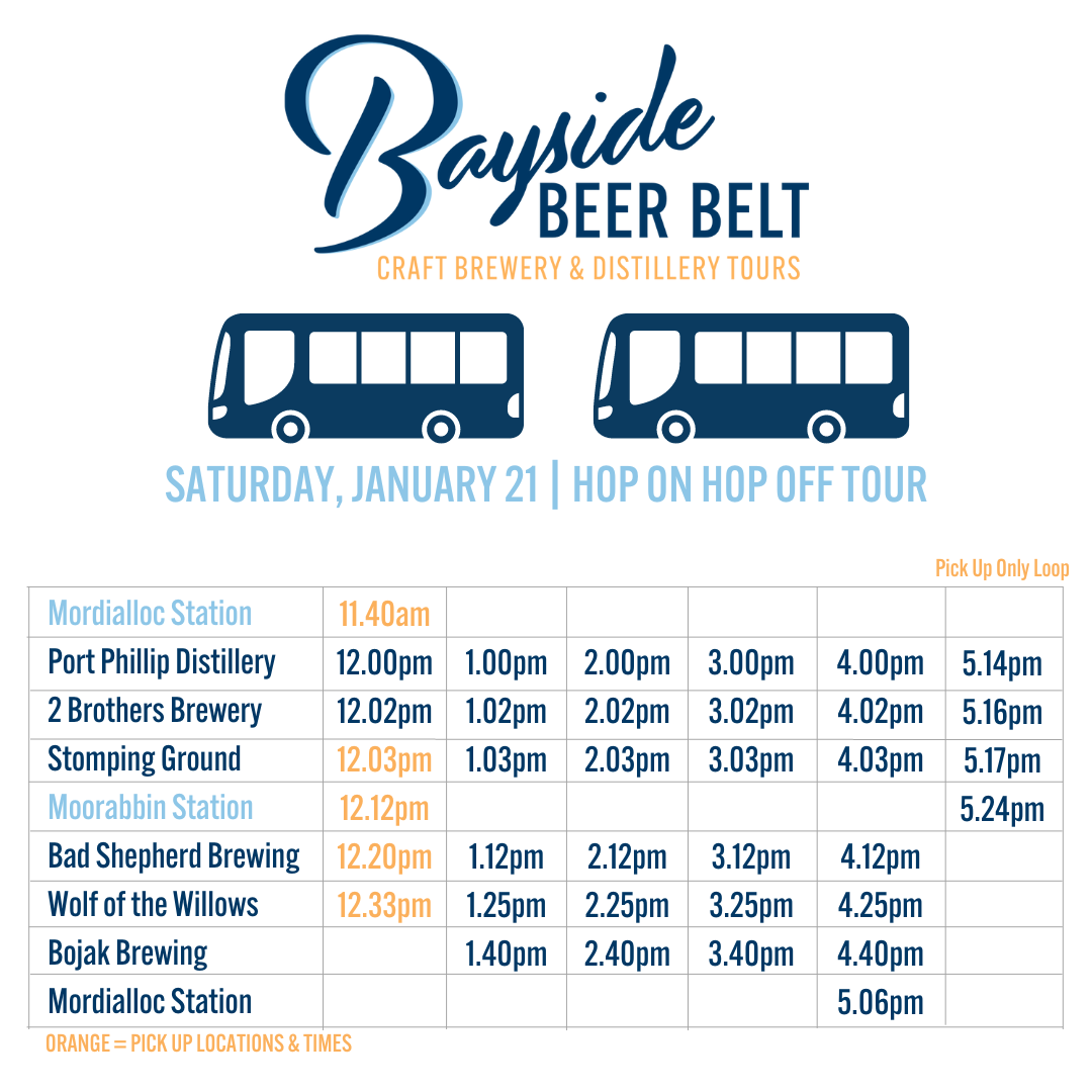 January 21 Hop On Hop Off Craft Brewery & Distillery Tour