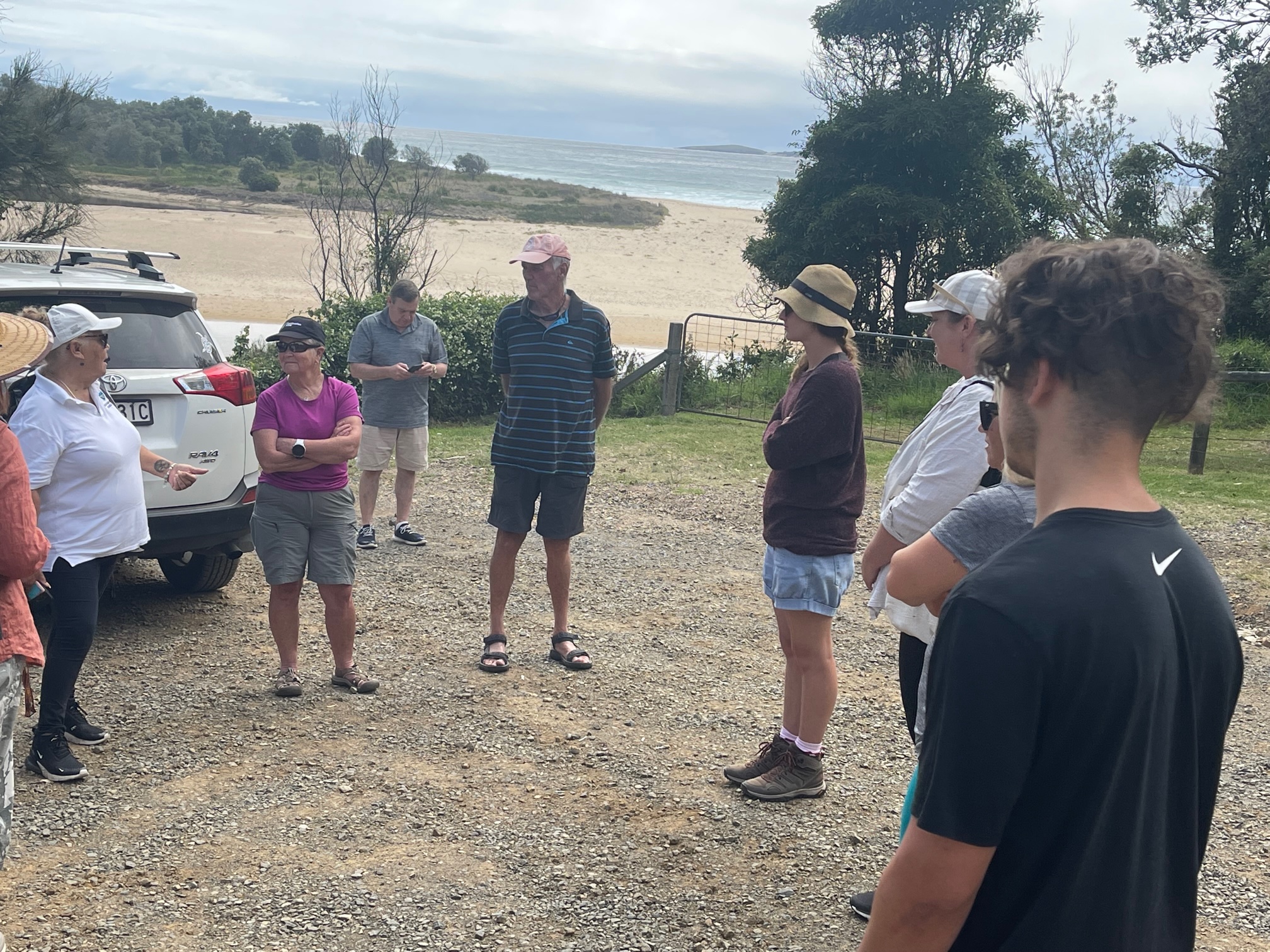 WALKING ON COUNTRY TOUR AT MYSTERY BAY WITH FIRST NATIONS ELDER DEIDRE MARTIN FROM BUGIYA NAWAY BURIDJA