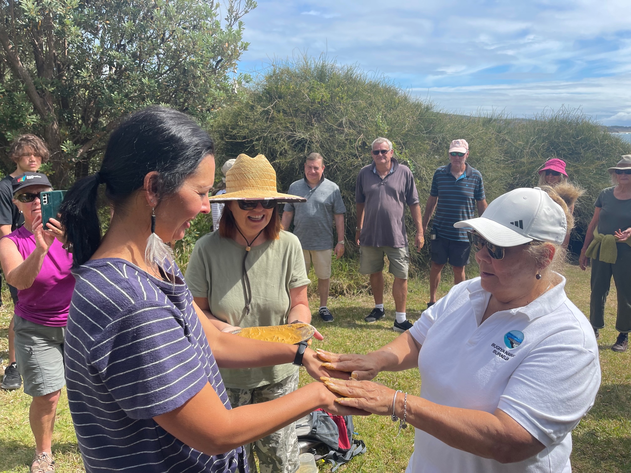 WALKING ON COUNTRY TOUR AT MYSTERY BAY WITH FIRST NATIONS ELDER DEIDRE MARTIN FROM BUGIYA NAWAY BURIDJA