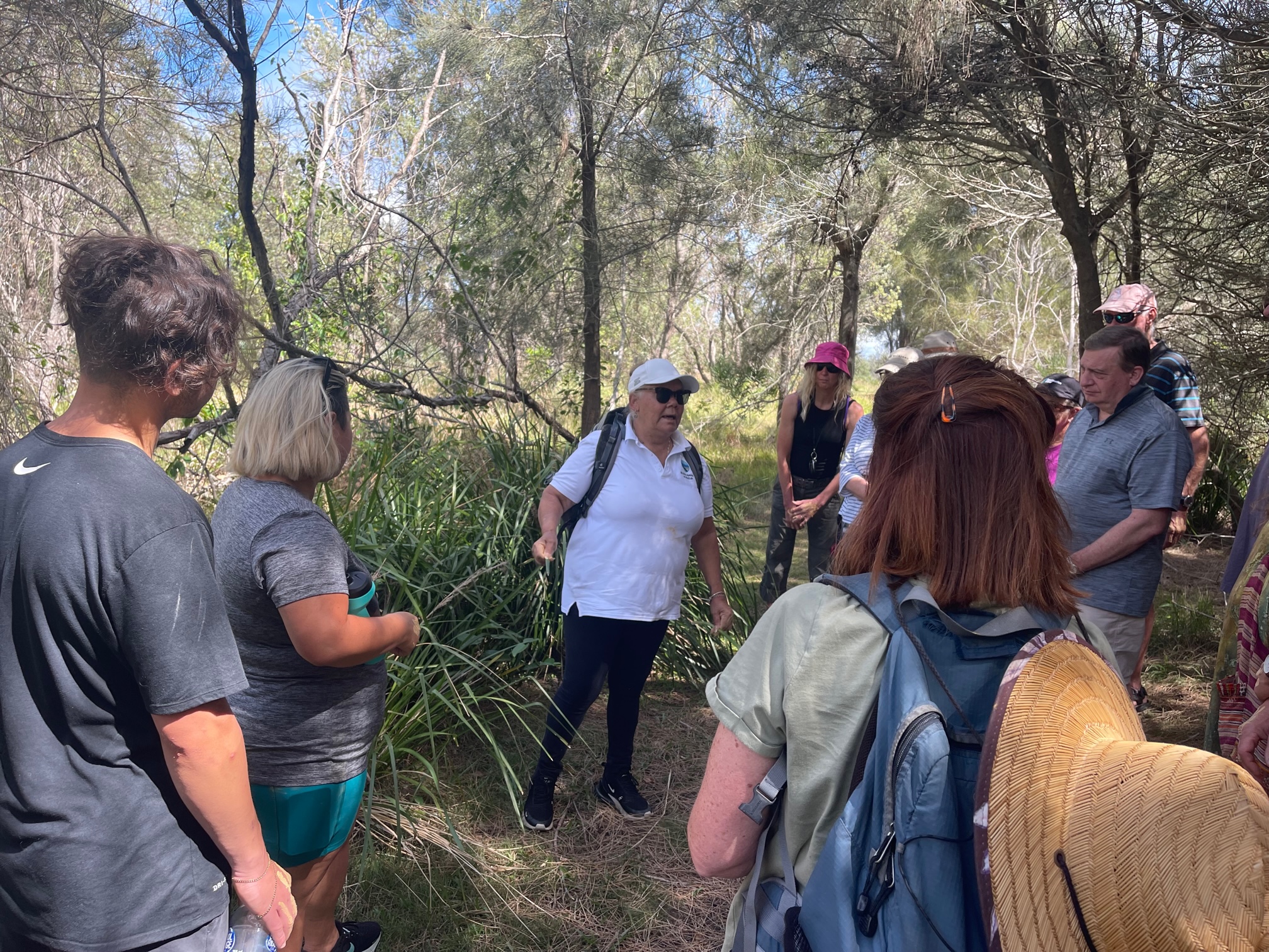 WALKING ON COUNTRY TOUR AT MYSTERY BAY WITH FIRST NATIONS ELDER DEIDRE MARTIN FROM BUGIYA NAWAY BURIDJA