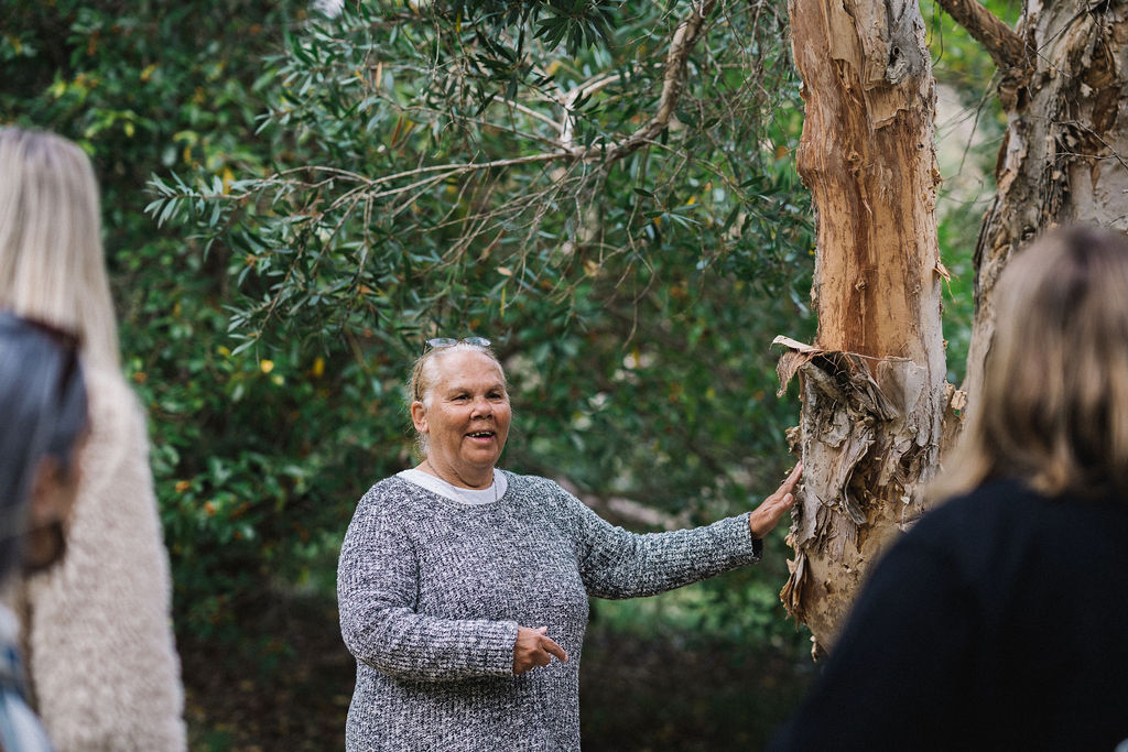 WALKING ON COUNTRY TOUR WITH FIRST NATIONS ELDER DEIDRE MARTIN AT MYSTERY BAY