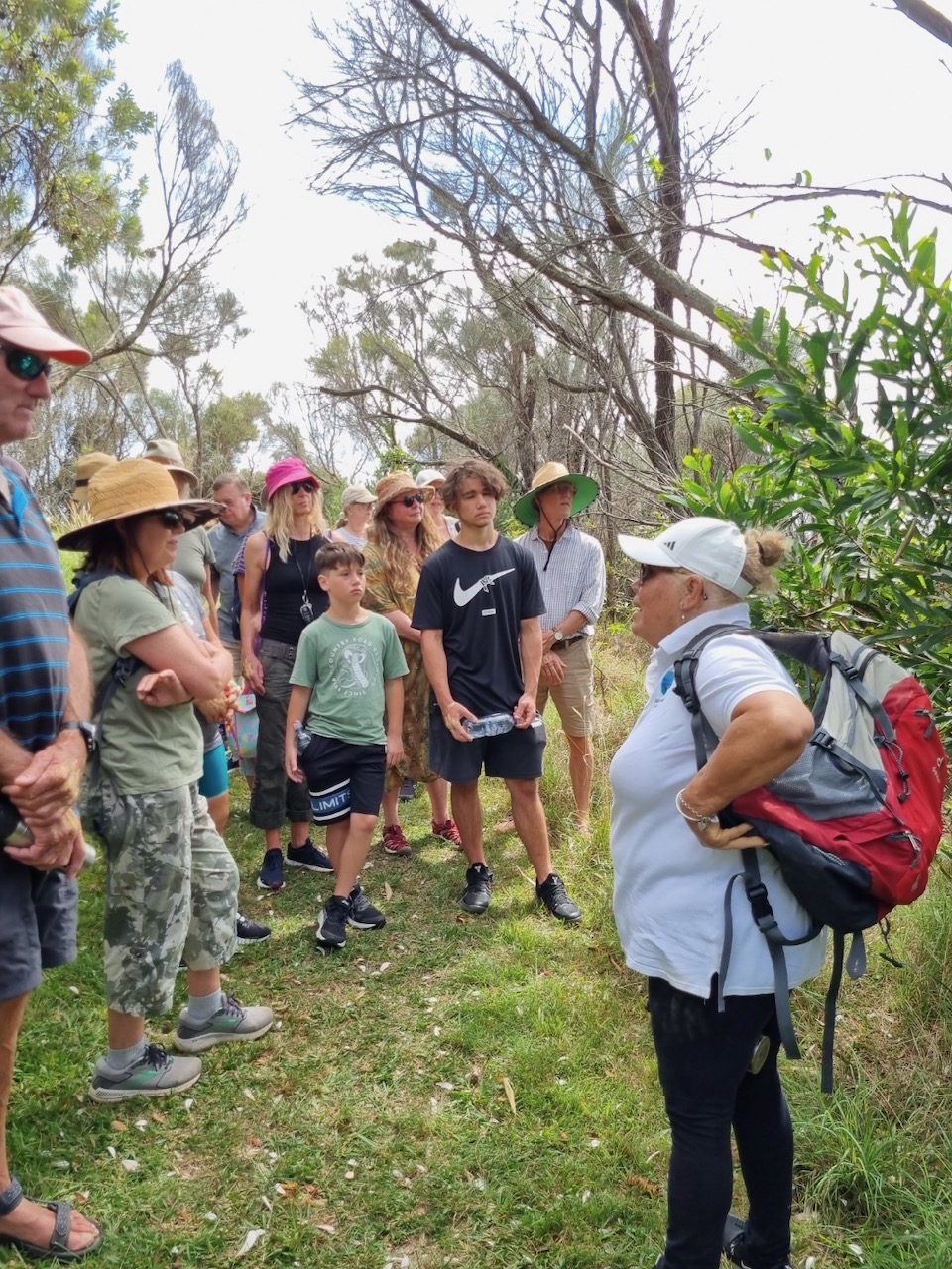 WALKING ON COUNTRY TOUR AT MYSTERY BAY WITH FIRST NATIONS ELDER DEIDRE MARTIN FROM BUGIYA NAWAY BURIDJA