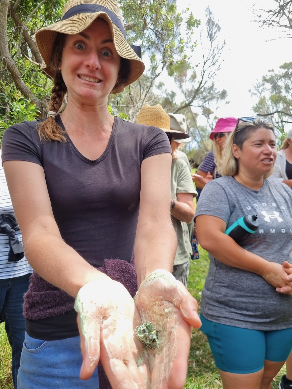 WALKING ON COUNTRY TOUR AT MYSTERY BAY WITH FIRST NATIONS ELDER DEIDRE MARTIN FROM BUGIYA NAWAY BURIDJA