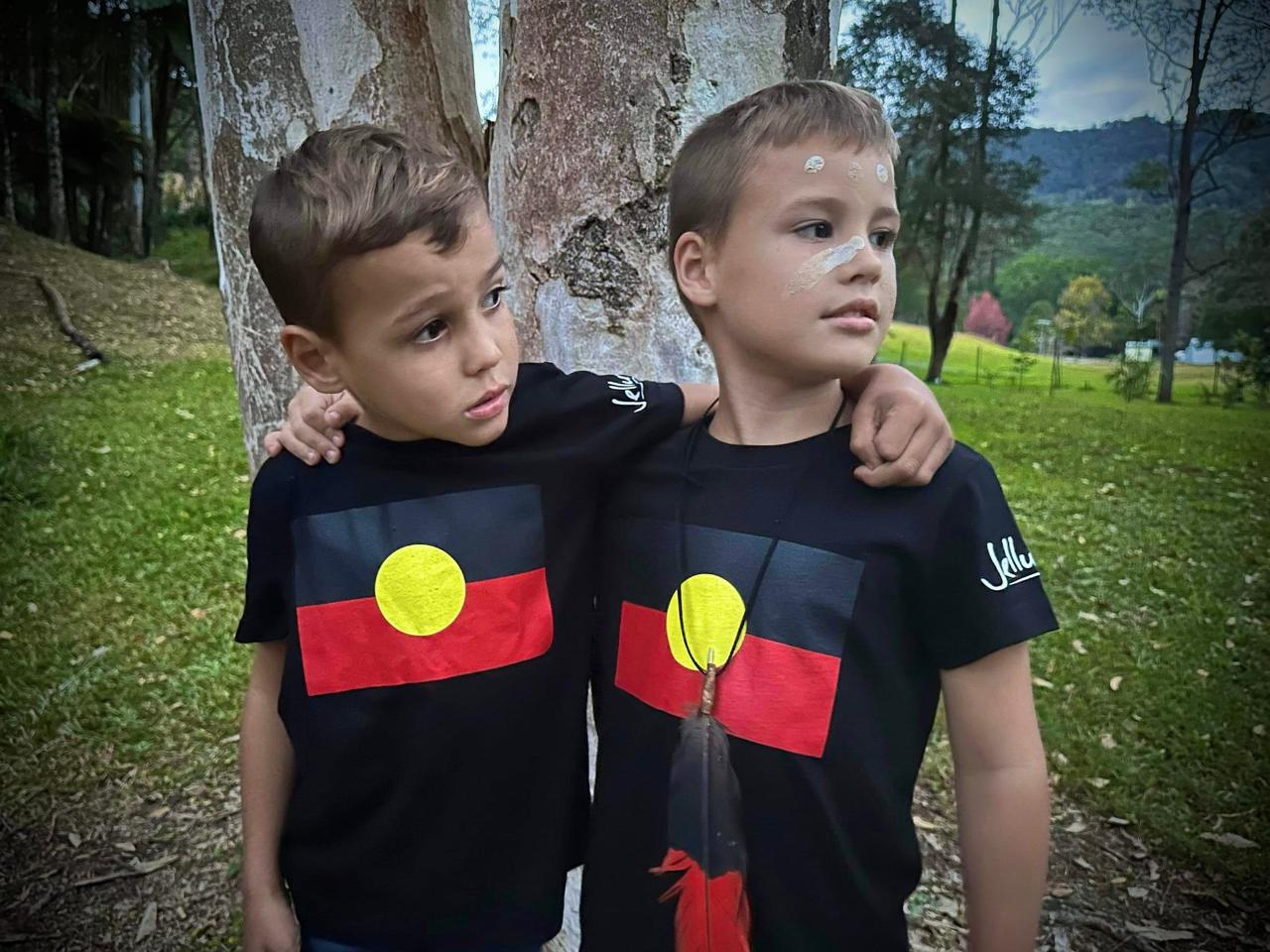 Jellurgal Aboriginal Flag T-Shirt - Front Flag