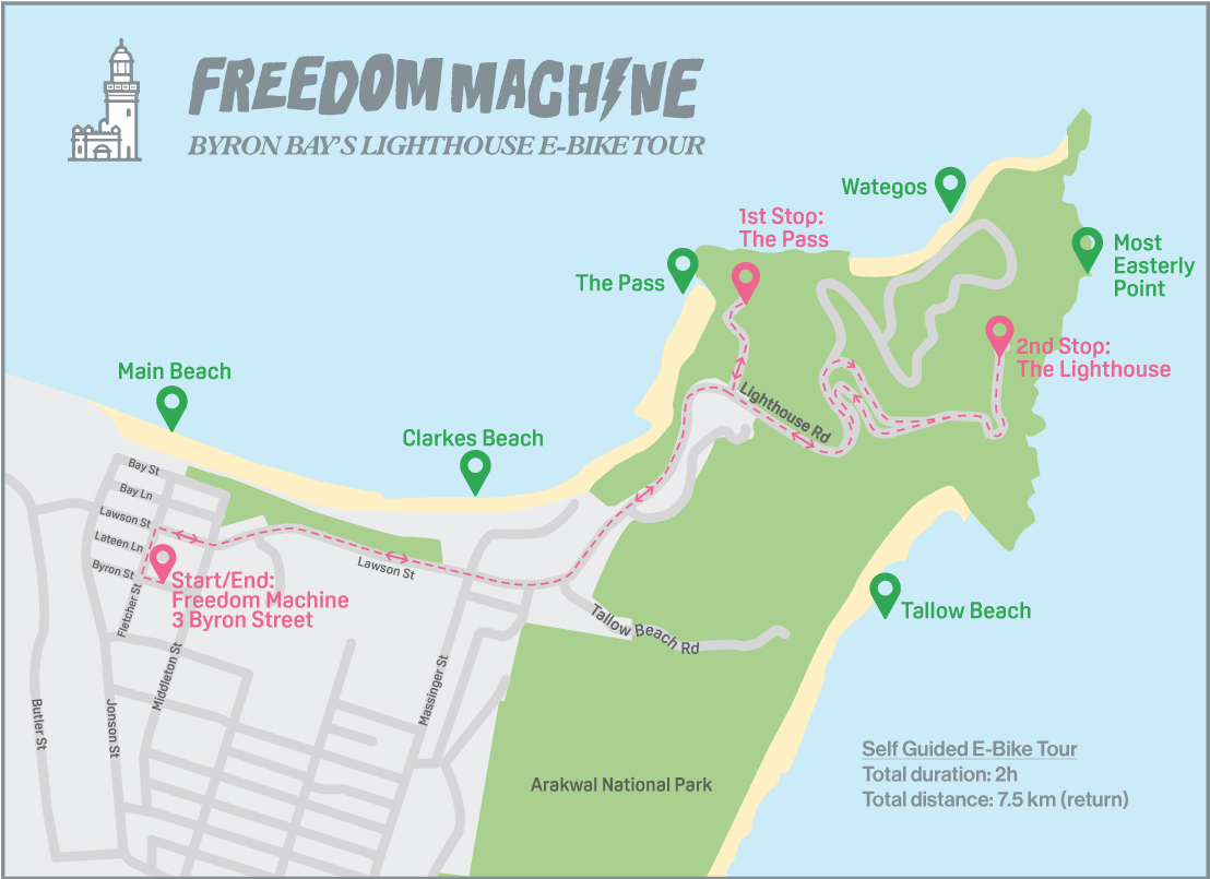 BYRON BAY LIGHTHOUSE SUNSET SELF-GUIDED E-BIKE TOUR