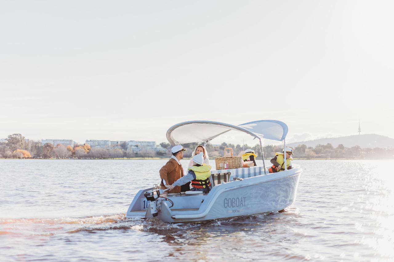 GoBoat Canberra - 2 Hour Electric Picnic Boat Hire (up to 8 people)