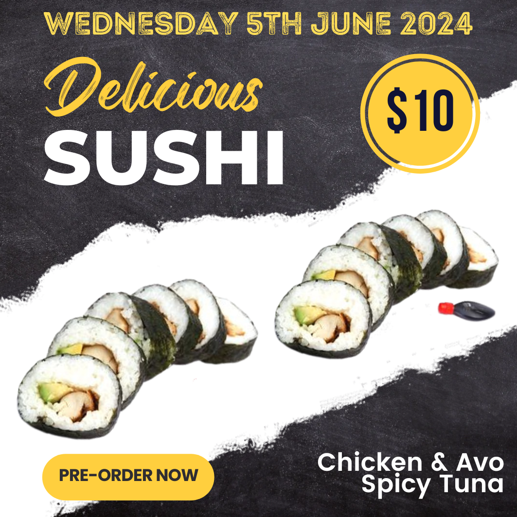 Sushi Pre-order (Pick-up Wednesday 5th June 2024) - Kronosaurus Korner ...