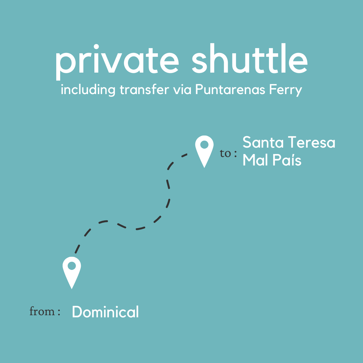 To Santa Teresa & Mal Pais From Dominical (Private) (By Ferry)