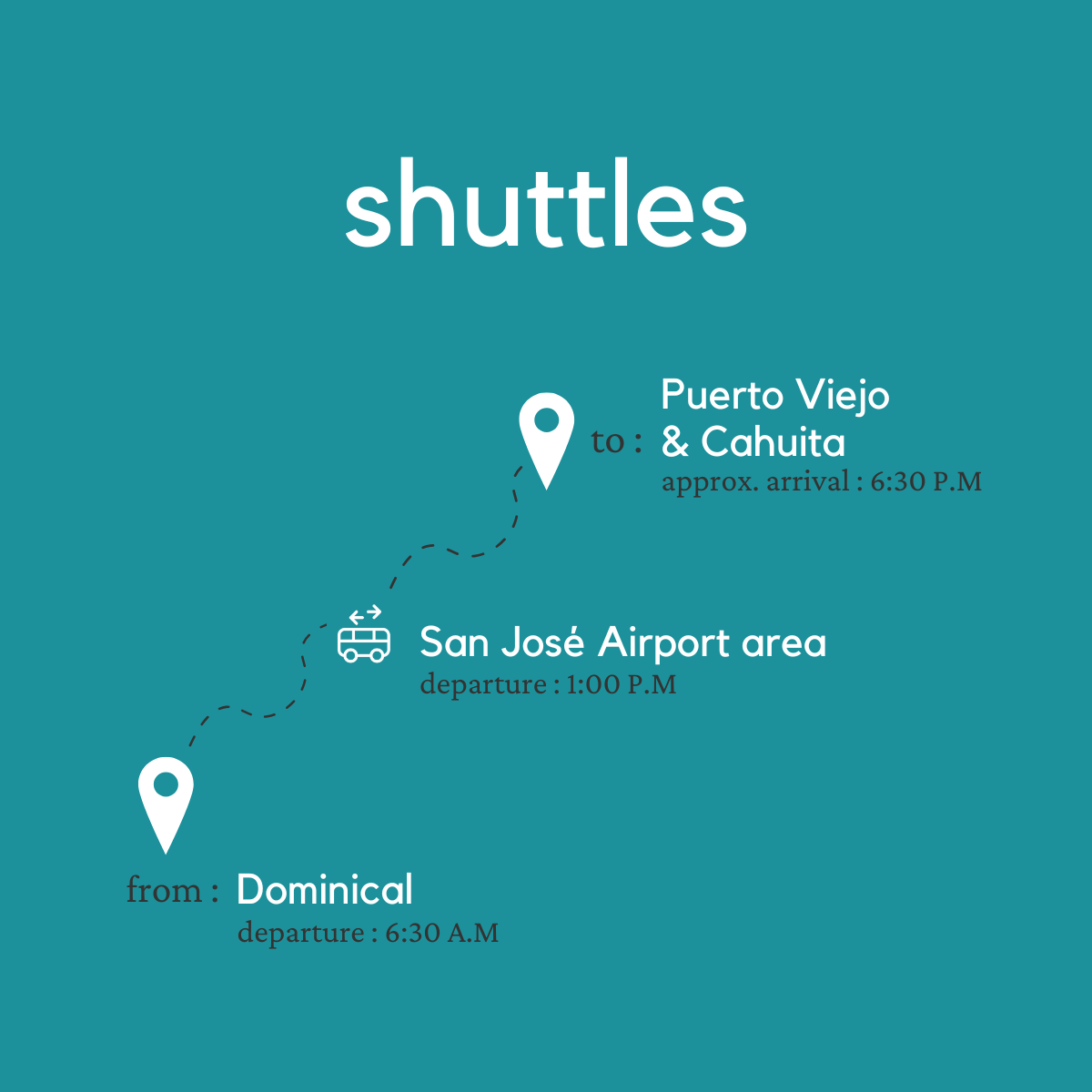 To Puerto Viejo & Cahuita From Dominical (2 shuttles transfer)