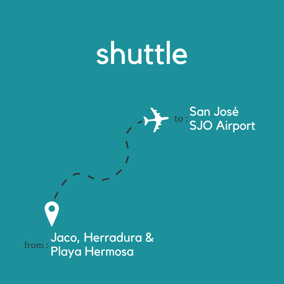 To San Jose Area & Juan Santamaria International Airport (SJO) From Jaco, Herradura & Playa Hermosa