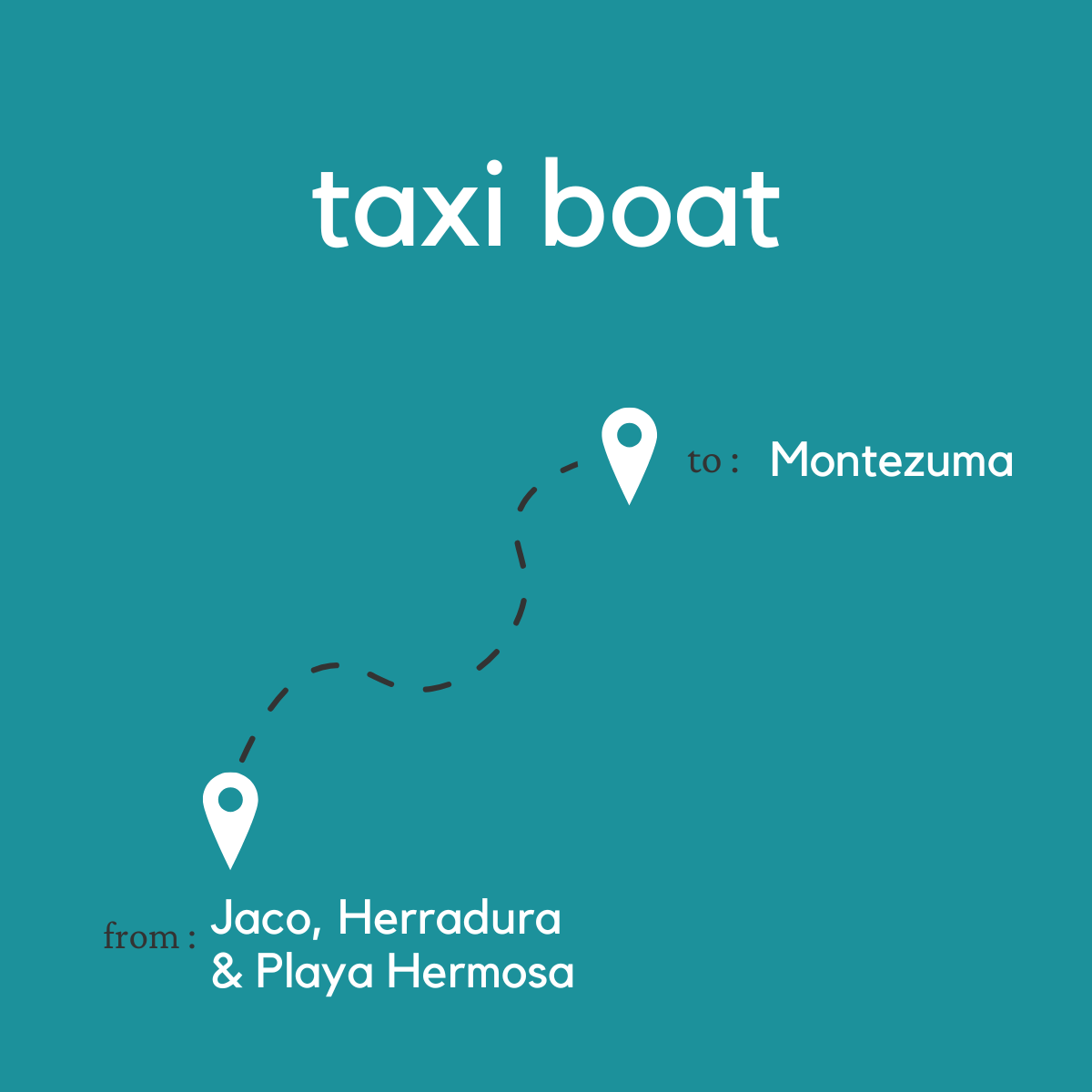 To Montezuma & Tambor From Jaco, Herradura & Playa Hermosa (Taxi Boat + Shuttle)