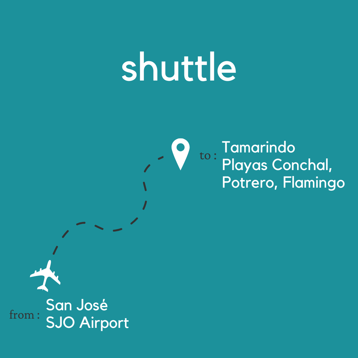 To Tamarindo & Playas Conchal, Potrero, Flamingo From San Jose Area & Juan Santamaria International Airport (SJO)