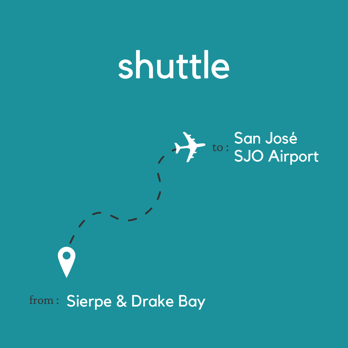 To San Jose Area & Juan Santamaria International Airport SJO From Sierpe (Drake Bay)