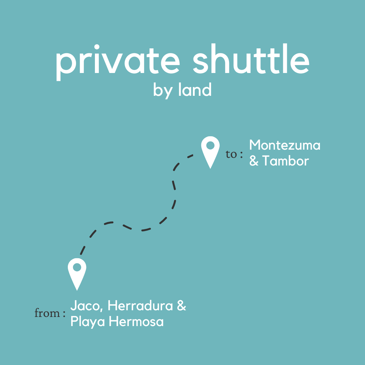 To Montezuma & Tambor From Jaco, Herradura & Playa Hermosa (Private) (By Land)