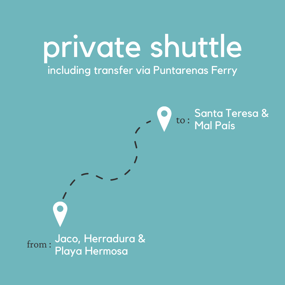 To Santa Teresa & Mal Pais From Jaco, Herradura & Playa Hermosa (Private) (By Ferry)