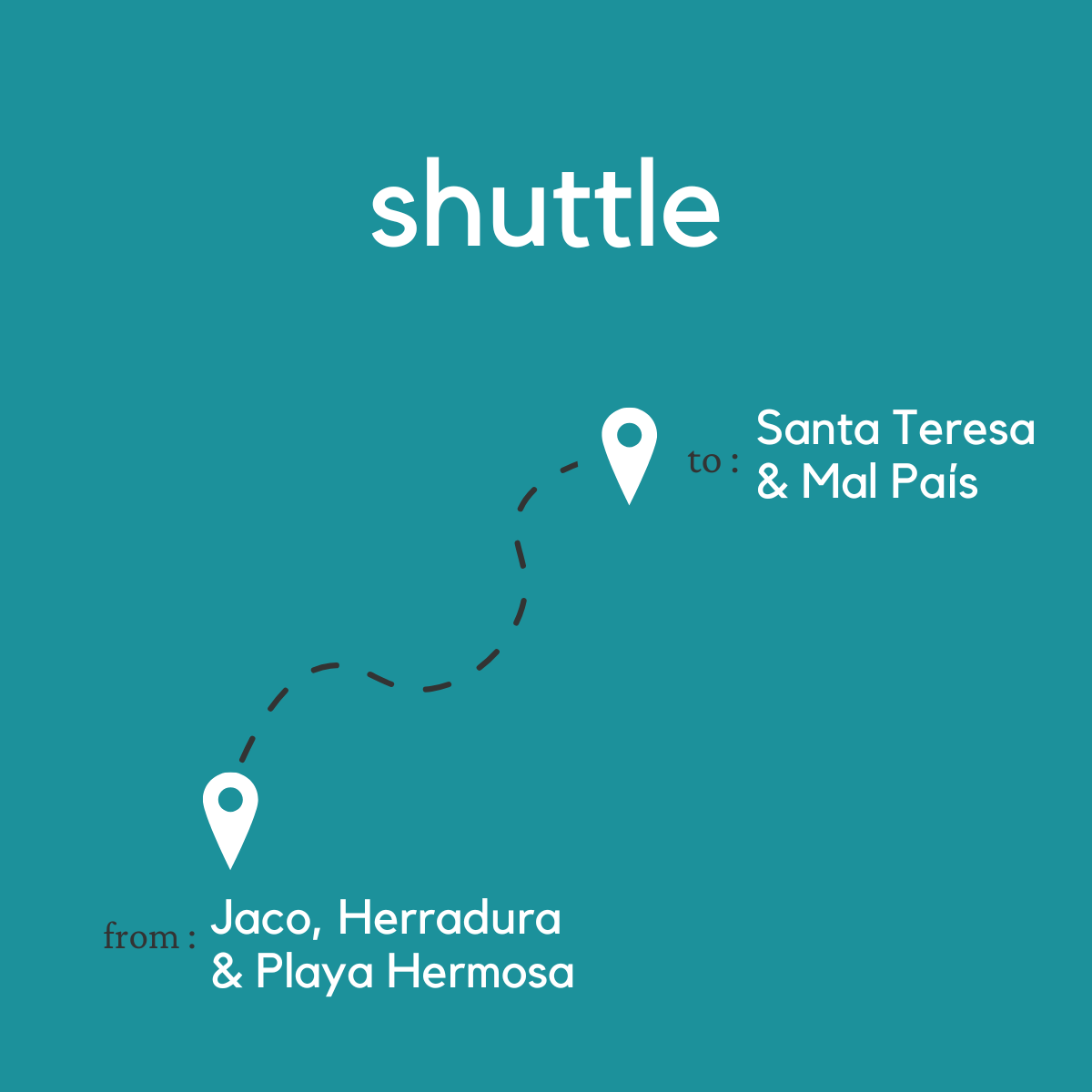 To Santa Teresa & Mal País From Jaco, Herradura & Playa Hermosa (Taxi Boat + Shuttle)