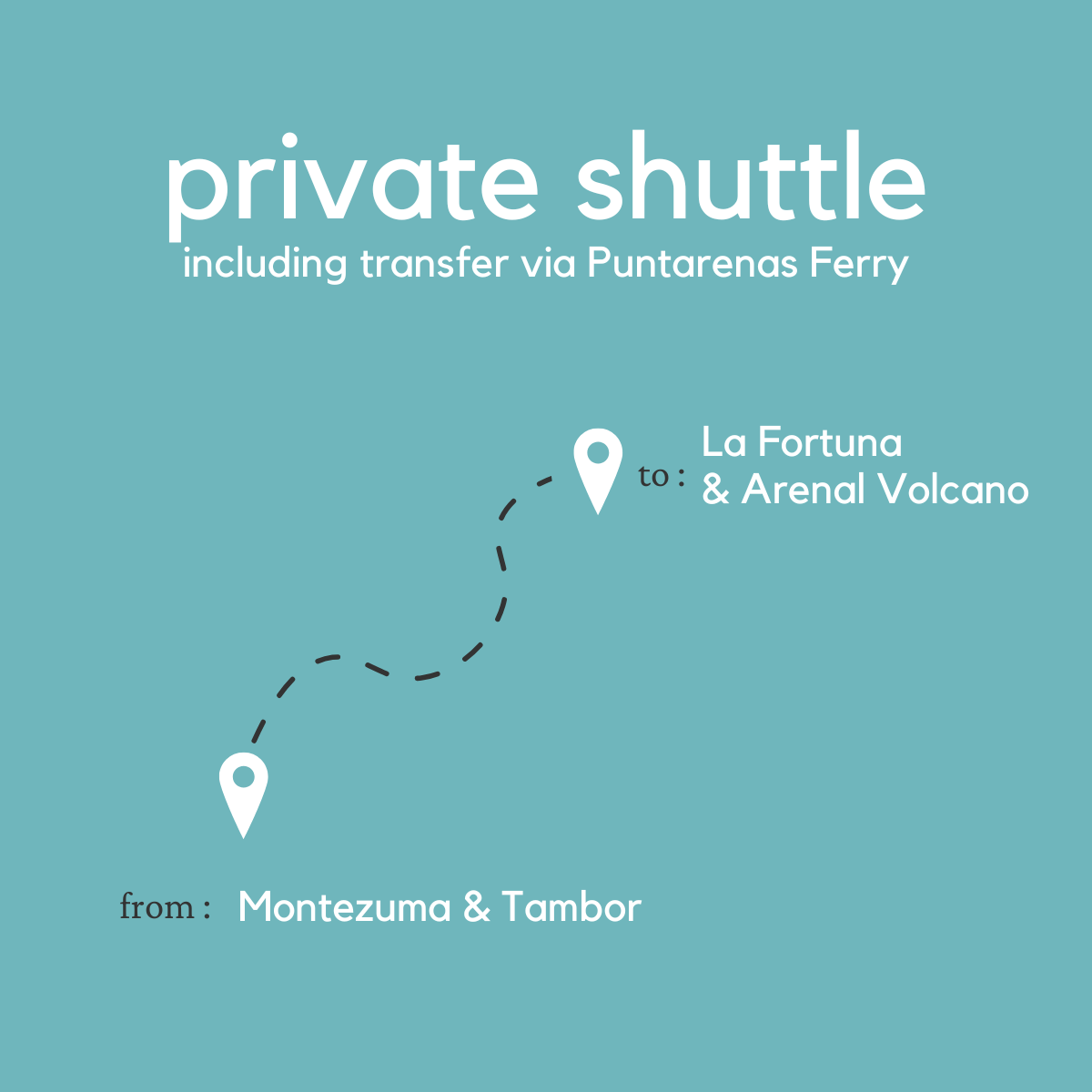 To La Fortuna & Arenal Volcano From Montezuma & Tambor (Private) (By Ferry)