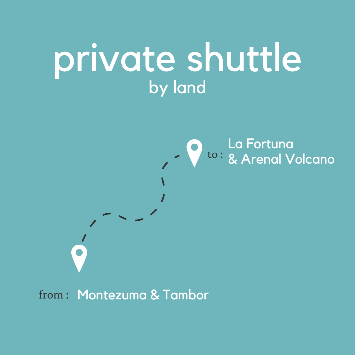 To La Fortuna & Arenal Volcano From Montezuma & Tambor (Private) (By Land)