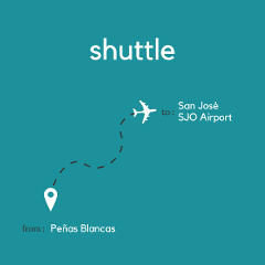 To San Jose Area & Juan Santamaria International Airport SJO from Peñas Blancas 