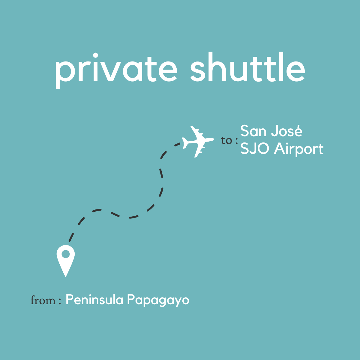 To San José Area & Juan Santamaría International Airport (SJO) From the Peninsula Papagayo area (Private)