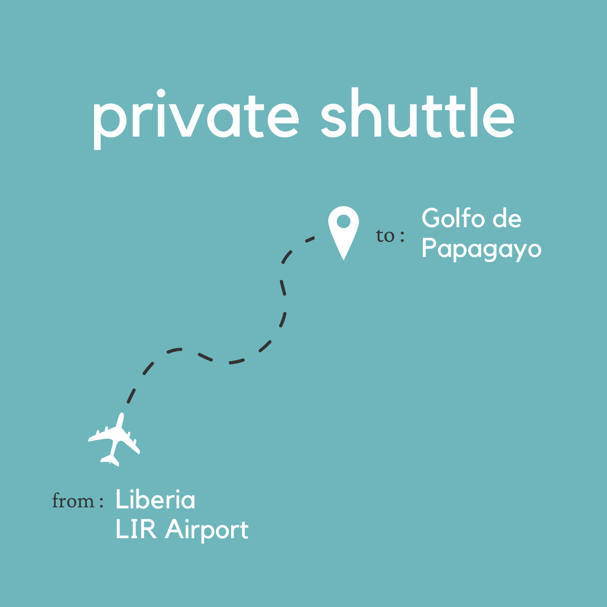 To Golfo de Papagayo From Liberia Area & Daniel Oduber Quirós International Airport (LIR) (Private)