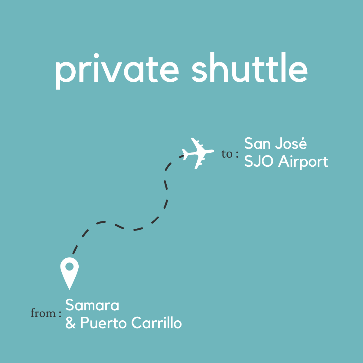 To San Jose Area & Juan Santamaria International Airport (SJO) From Samara & Puerto Carrillo (Private)