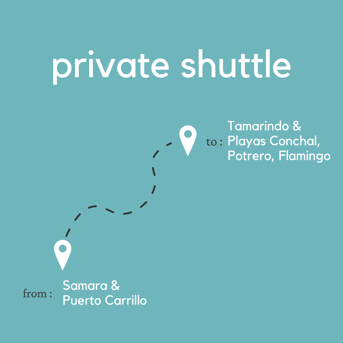 To Tamarindo, Conchal, Potrero & Flamingo From Samara & Puerto Carrillo (Private)