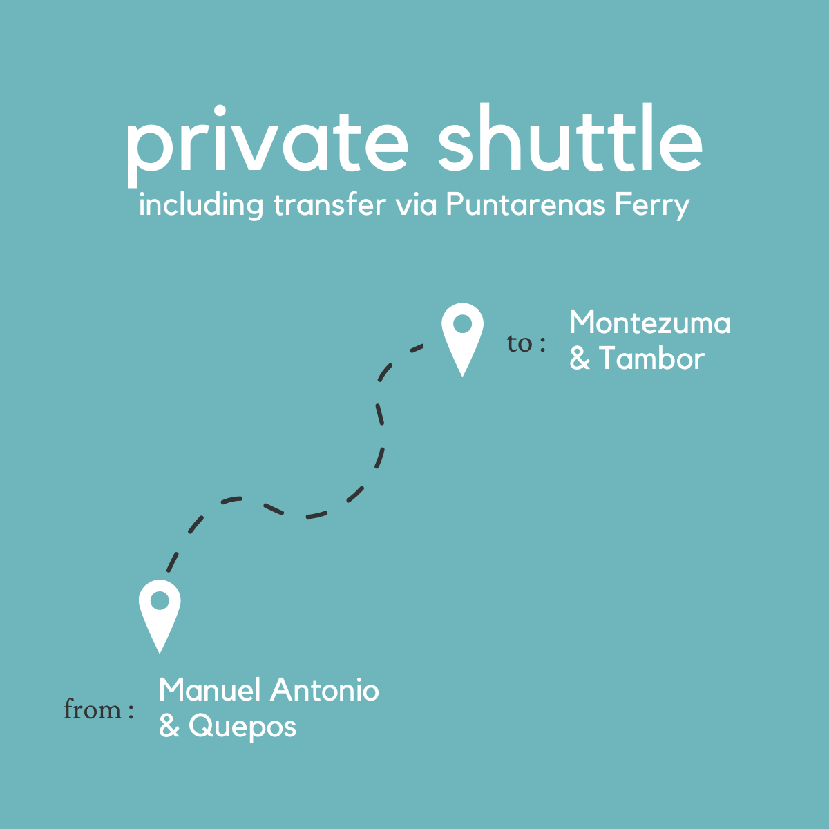 To Montezuma and Tambor From Manuel Antonio & Quepos (Private) (By Ferry)