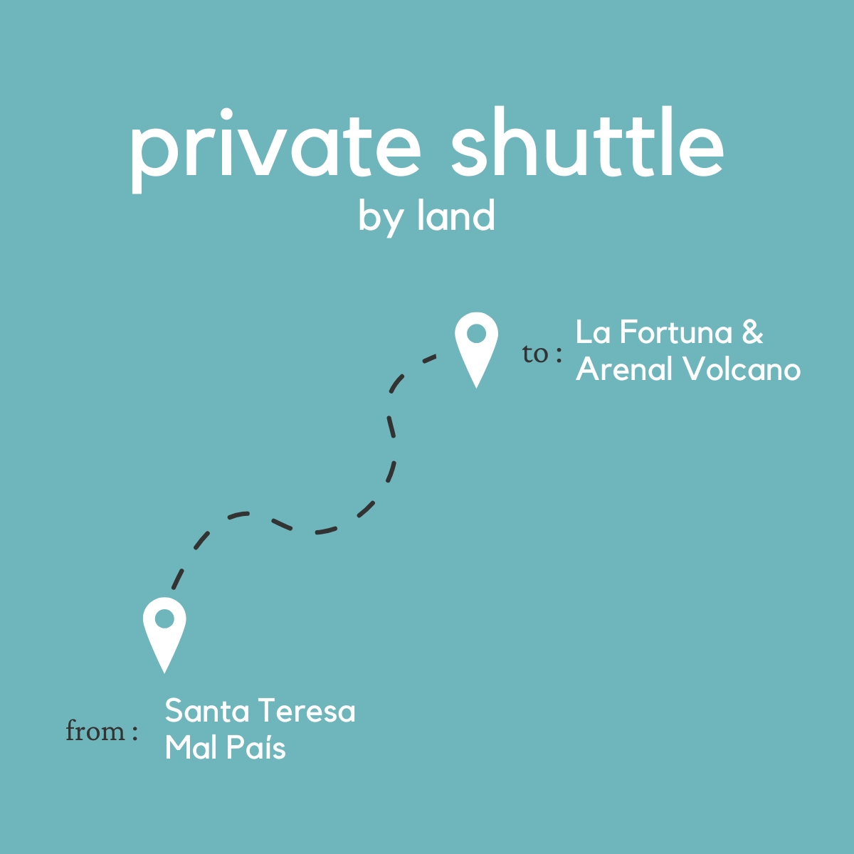 To La Fortuna & Arenal Volcano From Santa Teresa & Mal Pais (Private) (By Land)