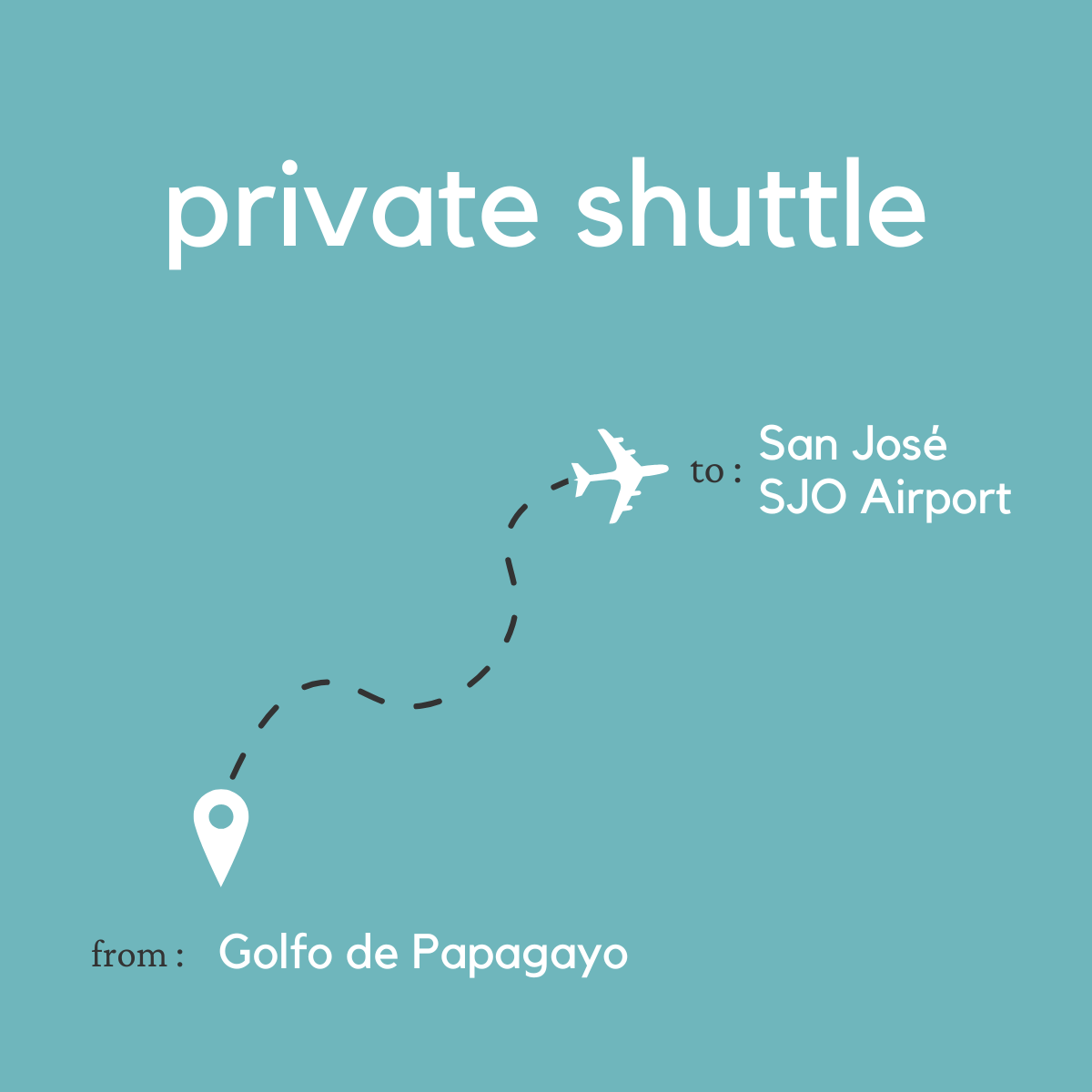 To San Jose Area & Juan Santamaria International Airport (SJO) From Golfo de Papagayo (Private)