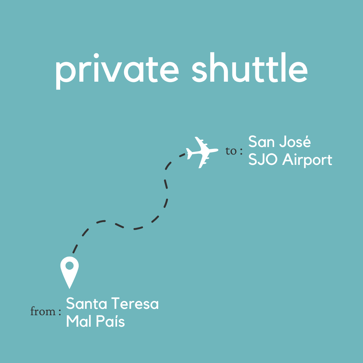 To San José Area & Juan Santamaría International Airport (SJO) From Santa Teresa & Mal País (Private)