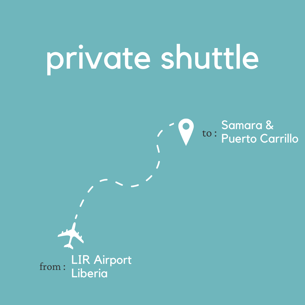 To Samara & Puerto Carrillo From Liberia Area & Daniel Oduber Quirós International Airport (LIR) (Private)