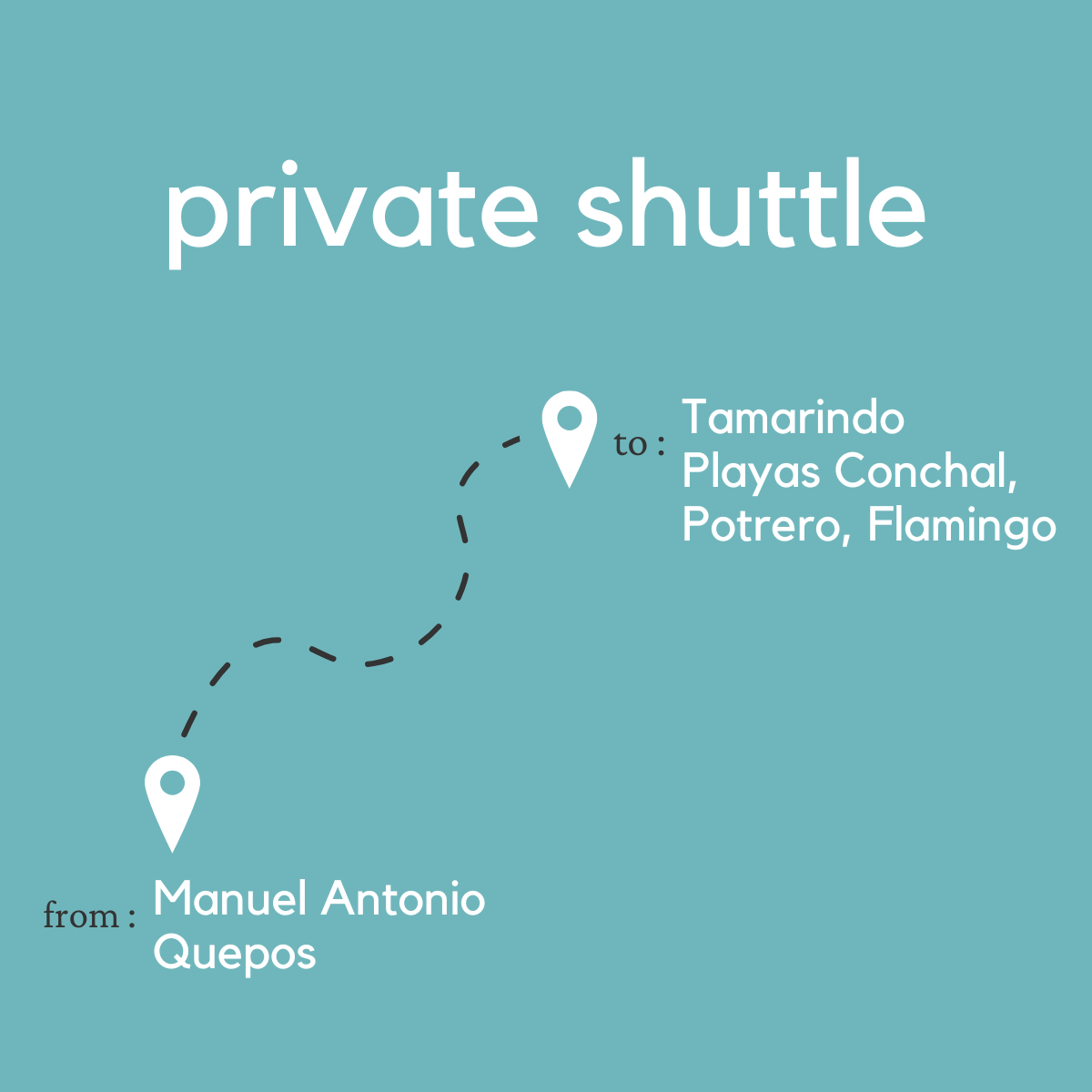 To Tamarindo & Playas Conchal, Potrero, Flamingo From Manuel Antonio or Quepos (Private)