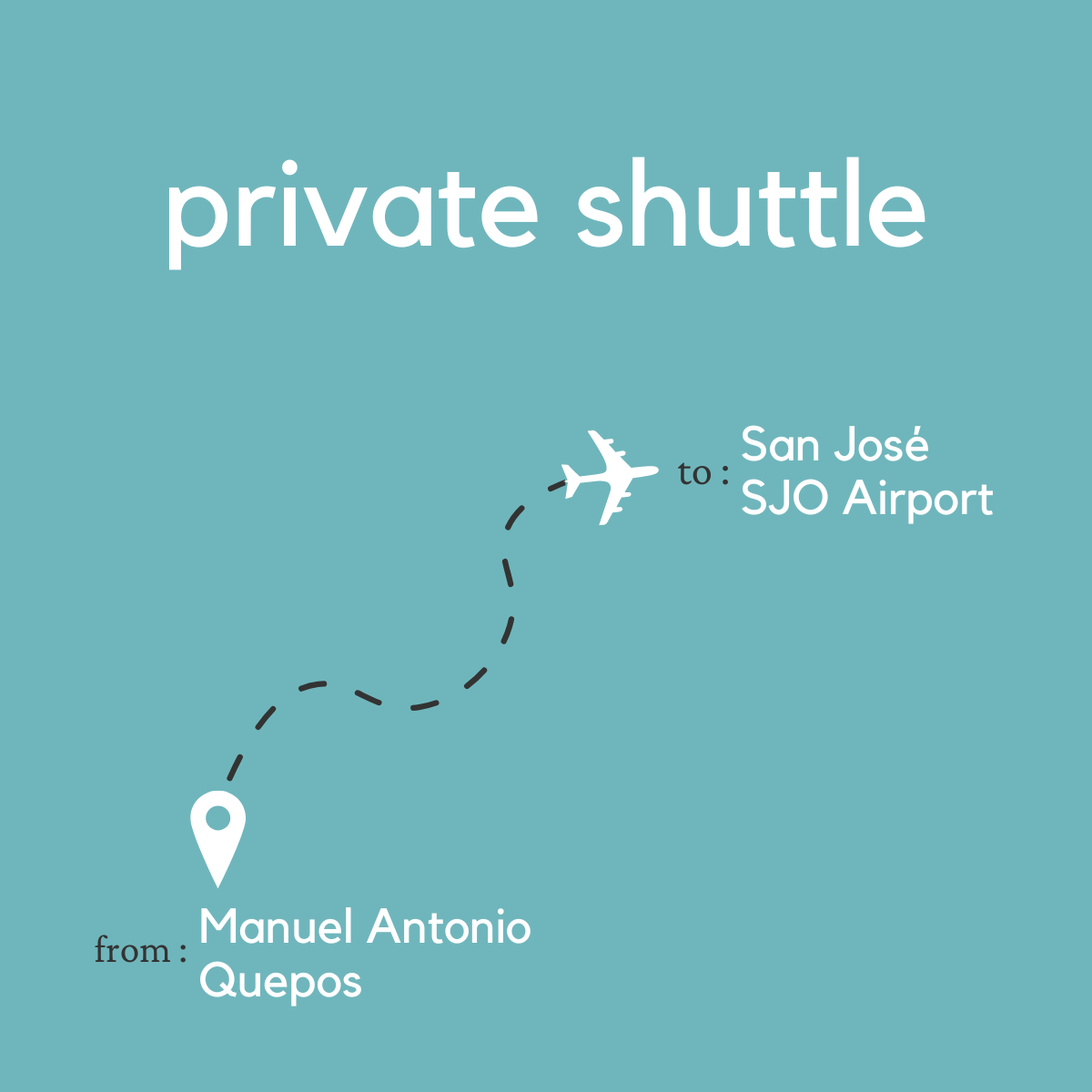 To San Jose Area & Juan Santamaria International Airport (SJO) From Manuel Antonio & Quepos (Private)