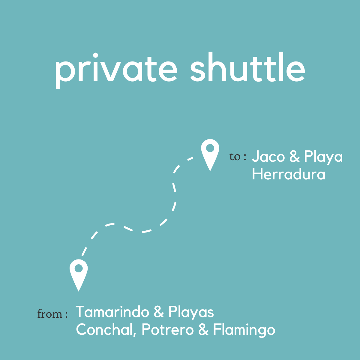 To Jaco & Playa Herradura From Tamarindo & Playas Conchal, Potrero & Flamingo (Private)