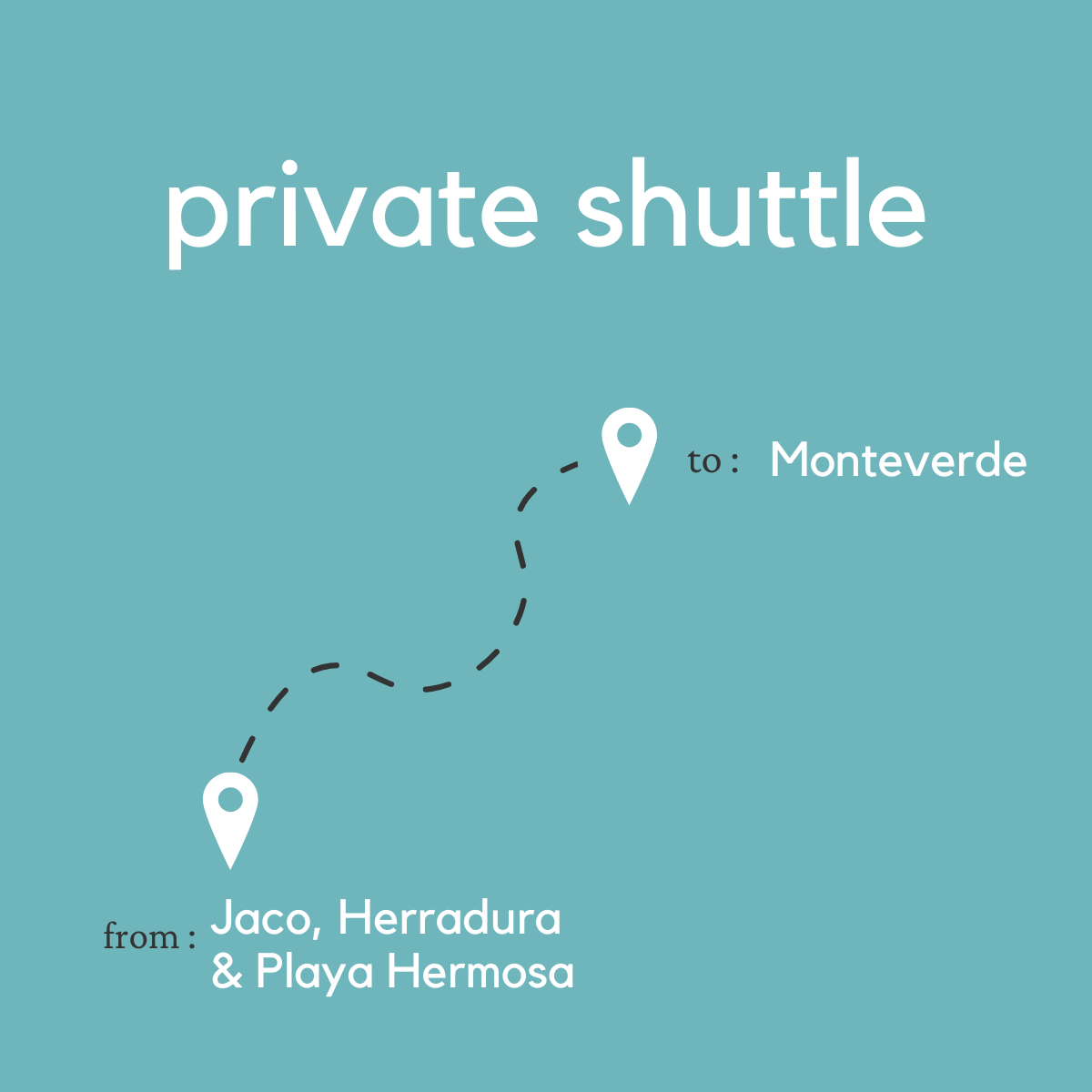 To Monteverde (Santa Elena) From Jaco, Herradura & Playa Hermosa (Private)