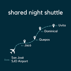 San José SJO Airport Group Night Shuttle to Jaco, Quepos, Dominical, and Uvita