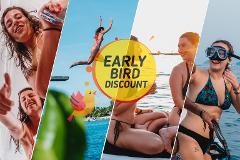 (Female) Early Bird Package: Island Hopping Adventure Boracay + Sunset Boat Party Cruise